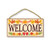 Honey Dew Gifts Welcome Sign with Fall Leaves 5 inch by 10 inch Hanging Signs Wall Art Decorative Wood Sign Fall Signs