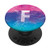 Teal Aqua Blue Pink Gradient White Monogram Initial Letter F PopSockets Grip and Stand for Phones and Tablets