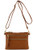 Multi Zipper Pocket Small Wristlet Crossbody Bag Dark Tan