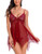 Lingerie for Women Lace Babydoll V Neck Chemise Front Closure Sleepwear Nightie Style 2 Wine Red Small