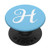 H Initial Monogram White on Baby Blue Capital Letter PopSockets Grip and Stand for Phones and Tablets