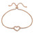 Hoops   Loops Rose Gold Flash Sterling Silver CZ Cubic Zirconia Open Heart Adjustable PullString Bracelet