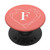 Coral Pink White Monogram Letter F Initial Heart Design PopSockets Grip and Stand for Phones and Tablets