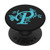 Black Teal Blue Monogram Letter P Initial Butterfly PopSockets Grip and Stand for Phones and Tablets