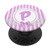 Cute P Letter Monogram Initial Purple Stripes Lace Victorian PopSockets Grip and Stand for Phones and Tablets