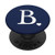 White Initial Letter B heart Monogram on Navy Blue PopSockets PopGrip Swappable Grip for Phones   Tablets