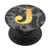Initial J Monogram Letter Black Gray Swirl PopSockets Grip and Stand for Phones and Tablets