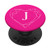 Hot Pink White Monogram Letter J Initial Heart Design PopSockets Grip and Stand for Phones and Tablets