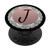 Monogram Pop Rose Pink Letter J Phone Stand Black Initial J PopSockets Grip and Stand for Phones and Tablets