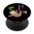 Sloth Letter P Initial Monogram Gift for Girl Black Pink PopSockets Grip and Stand for Phones and Tablets