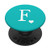 White Initial Letter F heart Monogram on Turquoise Teal Blue PopSockets PopGrip Swappable Grip for Phones   Tablets