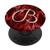Pink Rose Letter B Phone Grip Initial B Red Marbled Design PopSockets Grip and Stand for Phones and Tablets