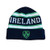 Knitted Navy Beanie Hat with Ireland Lettering and Embroidered Shamrock Crest