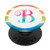 Letter B Monogram Rainbow Watercolor Initial Design PopSockets Grip and Stand for Phones and Tablets