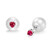 PEARLOVE Womens Pearl Stud Earrings With Heart Shaped Zirconia 925 Sterling Silver 6MM Pearl Earrings for Women with Box