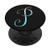 Silver Light Blue Letter P Monogram On Black PopSockets PopGrip Swappable Grip for Phones   Tablets