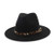 HUDANHUWEI Womens Wide Brim Felt Fedora Panama Hat with Leopard Belt Buckle Black