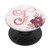 Rose Letter F Monogram Initial Pink Flowers White PopSockets Grip and Stand for Phones and Tablets