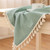 LUCKYHOUSEHOME Green and White Checkered Tassel Tablecloth Waterproof Rural Small Home Kitchen Dinning Tabletop Table Cover 39 x 55 Inch