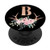 Antlers Black Initial Monogram Rose Pink Flowers Letter B PopSockets Grip and Stand for Phones and Tablets