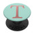 Golden Rose Pink Initial Letter T On Mint Green PopSockets PopGrip Swappable Grip for Phones   Tablets