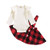 Baby Girl Outfit Set Ruffle Romper Long Sleeve Bodysuit Plaid Suspender Skirt 2pcs Fall Infant Girl Clothes