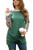 Yinice Womens Long Sleeve Round Neck Leopard Color Block Tunic Blouses Casual Loose Twist Knot T Shirt Tops Green