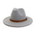 Lisianthus Womens Wide Brim Felt Fedora Retro Panama Hat with Square Buckle Light-Grey