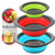 3PC Collapsible Colander Kitchen Colander Strainer Silicone VegetableFruit Flexible strainer Folding Strainer for Kitchen bluegreenred