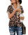 OUGES Womens Basic V Neck Short Sleeve Print T Shirts Summer Casual Tops BlouseLeopard 4M
