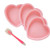 POKALI 4Pcs 8in Silicone Heart Shaped Rainbow Cake Baking Pans Layer Cake Pan Set Non-Stick Silicone Cake Bakeware 1Silicone spatula pink