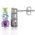 Silvershake 3 Stone Natural Amethyst Blue Topaz and Peridot 925 Sterling Silver Post Earrings