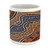 Lunarable Art Mug Aboriginal Culture Inspired Abstract Nature Scene Native Australian Illustration Ceramic Coffee Mug Cup for Water Tea Drinks 11 oz Orange Brown