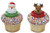 Jolly Santa & Reindeer Christmas Cupcake Rings - 24 pc