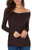Sarin Mathews Womens Off The Shoulder Long Sleeve Tops Slim Fit Blouse Shirts Chocolate XL