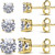 CZ Stud Earrings 925 Sterling Silver 18K Gold Plated Round Cubic Zirconia Hypoallergenic Set 18K Gold
