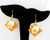 Gold-tone Orange Enamel Poached Egg Toast Charm Dangle Earrings