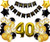 40th Birthday Party Decorations Kit Happy Birthday Banner with Number 40 Birthday Balloons for Birthday Party Supplies 40th Gold and Black Birthday Party Pack