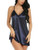 ELOVER Women Lingerie Satin Nightgown V Neck Nightwear Sleepwear Lace Chemise Full Slip Dress Dark Blue