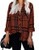ZC GF Womens Long Sleeve V-Neck Stripes Casual Blouses Pocket Button Down Shirt Tops Large Brown