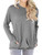 Dutebare Women Long Sleeve Sweatshirts Loose Tunic Shirts Pocket Pullover Tops Grey L
