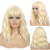 Blonde Wigs for Women Natural Wavy Short Bob Wig with Bangs Shoulder Length Synthetic Hair Wigs Short Curly Wavy Bob Wig Cosplay Wig Party Halloween Daily Use Wig 14613
