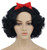 VGbeaty Adult Women Long Black Curly Wig Red Bow Halloween Cosplay Party Costume Wig