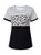 Women Short Sleeve Leopard Striped Casual Tops Round Neck Comfy Blouse Color Block Tunic T ShirtBlack_XL