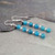 Blue Apatite Natural Gemstone Bar Drop Earrings - 925 Sterling Silver