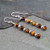 Tiger Eye Natural Gemstone Bar Drop Earrings - 925 Sterling Silver