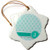 3dRose ORN-154550-1 Personalize Letter J Aqua Blue Quatrefoil Pattern Teal Turquoise Mint Monogram Initial Porcelain Snowflake Ornament 3-Inch
