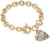 GUESS Basic Gold Graffiti Logo Heart Toggle Charm Bracelet