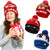 Geyoga 3 Pieces LED Light Up Holiday Christmas Hat Knitted Beanie Ugly Sweater Knit Cap with 3 Flashing Modes