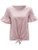 ROMWE Womens Short Sleeve Tie Front Knot Casual Loose Fit Tee T-shirt Pink S
